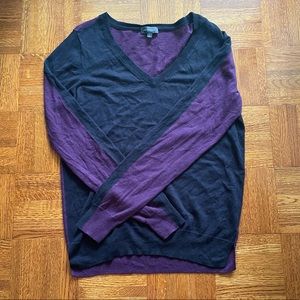 The Limited purple and navy v neck sweater size large